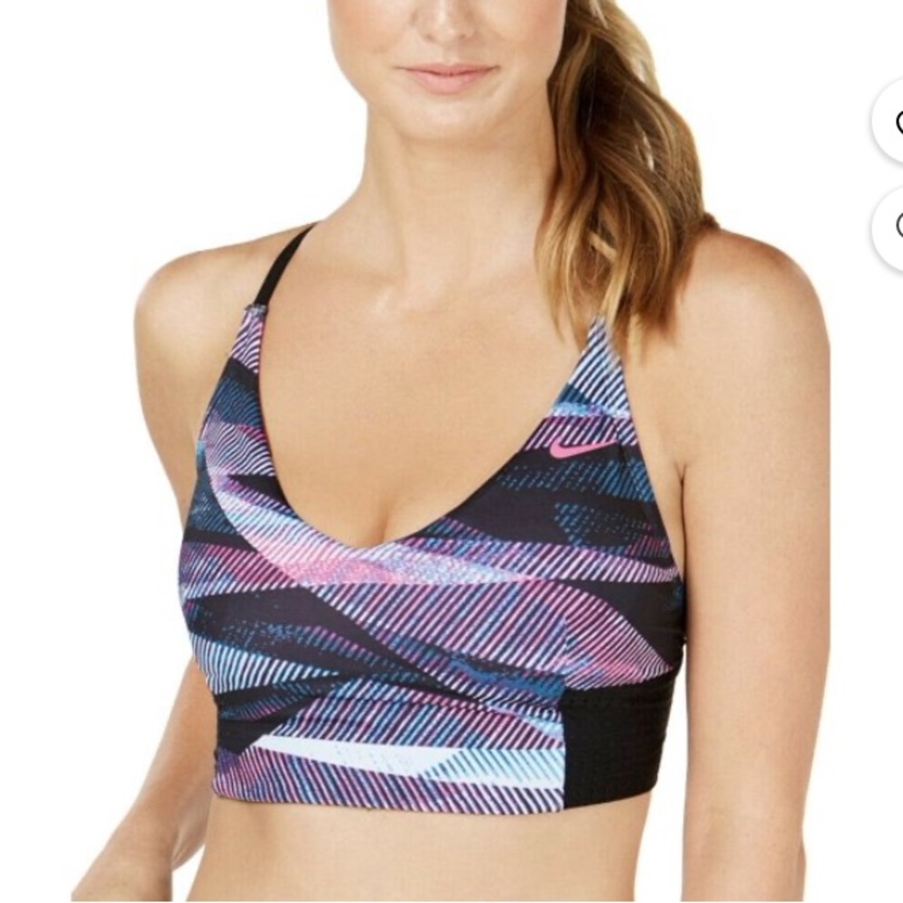 Nike LASER FUSCHIA Line Up Cross-Back Long-Line Bikini Swim Top, US Small NEW